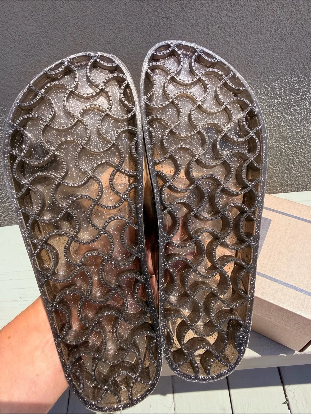 MIA Glitter Smoke Jelly Double-Buckle Slides